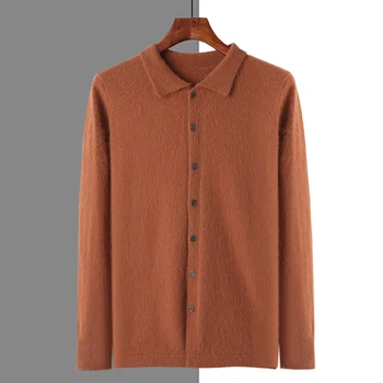 Pogu, atloks, cieto krāsas jaka high-end gaismas luksusa blūze 100% ūdeļu cashmere rudens/ziemas vīriešu džemperis
