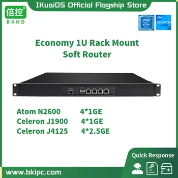 IKuaiOS 1U Rack Mount 4LAN Gigabit Celeron J1800 4GB RAM atmiņa, 64GB SSD Mīksto Maršrutētāju Ekonomisko Ugunsmūra Iekārtu, Lai Mājās Tirdzniecības