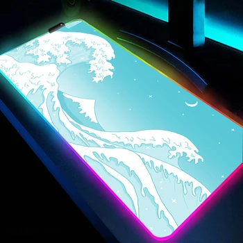 Japāņu Liels Vilnis, Pie peles paliktnis RGB Spēļu Lielu Peles Paklājs Ar Aizmugurgaismojumu Pagarināt Spēli VADĪJA Mākslas Peles Paliktņa Datoru, Klēpjdatoru Paklāju