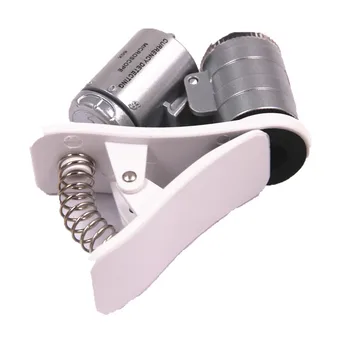 Jauns 60x Rokas Mini Kabatas Mikroskopu Lupa Juvelieris Lupa ar LED Gaismas ar Klipu Ziemassvētku Dāvanu