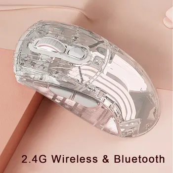 Caurspīdīgs Bluetooth 2.4 G Bezvadu Pele Klusums C Tipa Uzlādējamās DPI Līdz 1600 Ergonomiski Datoru Macbook Klēpjdatoru Birojs
