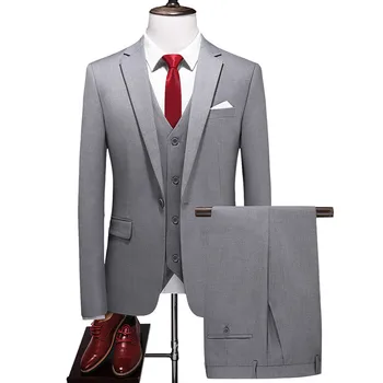 17 krāsas (Jaka+Bikses+veste) high-end pielāgotus biznesa uzvalks trīs-gabalu vīriešu slim smokings vīriešu kāzu prom kleitas Plus lieluma 6XL