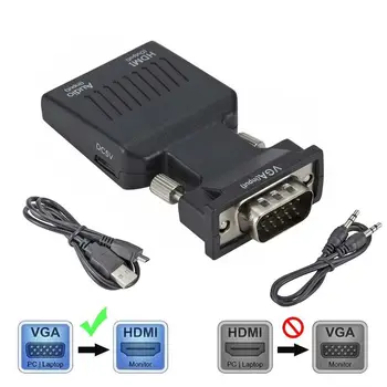 VGA Male-HDMI Sieviešu Pārveidotājs ar Audio Adapteri Kabeļi 720/1080P HDTV Monitoru, Projektoru, DATORU, Klēpjdatoru TV VGA UZ HDMI