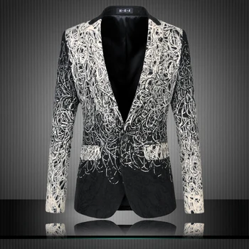 Ir 2021. Banketa puse uzvalks Jaka vakara kleitu Modes Žakarda ikdienas biznesa Jaka Slim Vīriešu kāzu jaka, Vīriešu apģērbi S-6XL