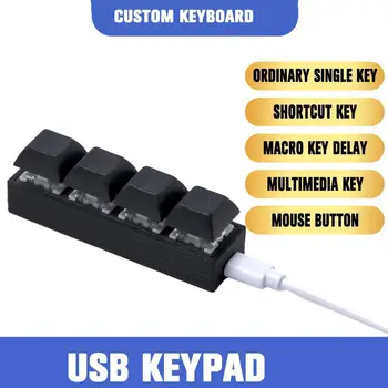 Portatīvo Makro Mehāniskās Klaviatūras USB RGB Mini Spēļu Pasūtījuma Programmēšanas Poga Tastatūras, Sarkans Slēdzis 4Keys