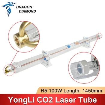 Yongli R5 100W-120W CO2 Stikla Lāzera Caurule Caurule Metāla Galvas Garums 1450mm Dia.80mm Par CO2 Lāzera Gravēšanas Griešanas Mašīna