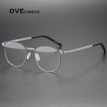 Jaunu Kārtu Tīra titāna Briļļu Rāmis Vīriešu Optisko Tuvredzība Recepšu Brilles Rāmji Sieviešu Dānija Luksusa Bezskrūvju Brilles