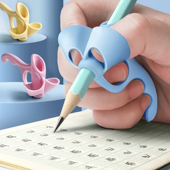 5 Pirkstus Silikona Zīmuli, Pildspalvu Turētājs Bērniem Rakstīšanas Mācīšanās Instruments, Kancelejas Preces, Atbalsta Rokturi Poza Korekcijas Ierīci, 4 Gabals/ Komplekts
