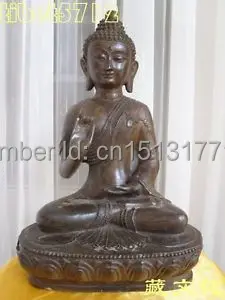 MILZĪGS, VECS Tibetiešu Budistu bronzas sakiamuni buda statuja 39 cm Bronzas Finiša Budas Dziedināšanas Statuja