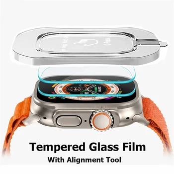 Rūdīta Stikla Filma Par Apple Skatīties Ultra 2 49mm Ar tiesību aktu Saskaņošana Instruments HD Ekrāna Aizsargs, lai iWatch Ultra 49mm Viegli Uzstādīt Komplekts