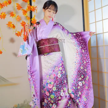 Kimono Japāņu Tradicionālās Iespiešanas Yukata Kimono Drēbes, Vintage Kleita Sievietēm Streetwear Cosplay Geišas Skatuves Šovs Kostīms