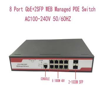 8) ostas 1000M rūpniecības izdevās switch POE switch 10/100/1000M 2SFP ndustrial pakāpes slēdzi tīkla VLAN 192.168.0.1 web izdevās