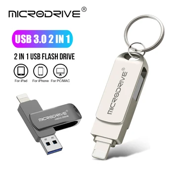 Ātrgaitas USB 3.0 Atmiņas karte memory Stick 128GB 256 GB OTG 2 IN 1 USB Flash Drive ipone, ipad Pendrive 512 GB Zibatmiņas Diska Reālā Jauda