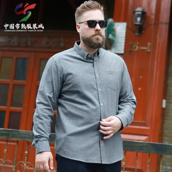 100% Kokvilnas Plus Lieluma Changshu Baishenghu Gadījuma Garām Piedurknēm Krekli Vīriešu Ērts Kabatas Izmēra Krekls Mens