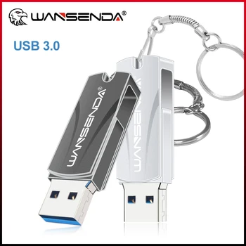 Jaunu WANSENDA USB 3.0 Zibatmiņas Diska Rotācijas Pendrive 256 GB 64GB, 32GB 16GB 8GB USB 3.0 Atmiņas karte Atslēgu Gredzens Thunmdrive
