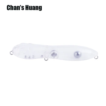 Chan Huang 20PCS 10CM 14.4 G Unpainted Topwater Popers Kloķa Wobbler Skaidrs, Cietās Plastmasas Struktūru Zvejas Platgalve Ēsmu Tukšu Zīmuli