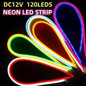 Neona LED Strip Gaismas DC12V 6X12mm SMD2835 120LEDs/M LED Ūdensizturīgs Elastīgs LED NEONA Gaismu Telpās, ārpus Telpām Dekori