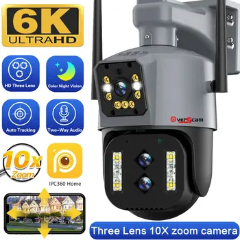 12 mp izšķirtspēja 6K IP Kamera Outdoor Trīs Dual Objektīvs Ekrāni 10X Tālummaiņas WiFi PTZ Kameru, Auto Izsekošana Drošības CCTV 4K 8MP WiFi PTZ Kameras