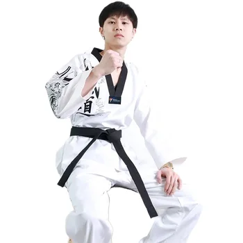 Pieaugušo, Vīriešu, Sieviešu Master Taekwondo Formas Tērpu Dobok Tae Kwon Do Trenera Uzvalku Bez Balta Josta