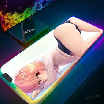 Sexy Anime Meitene Spēļu Datoru peles paliktnis RGB Liels Spēlētājs XXL Peles Paklājs Liels Klucis Malas Kontroles PC Galda Spēlēt Mat ar LED Aizmugurgaismojumu