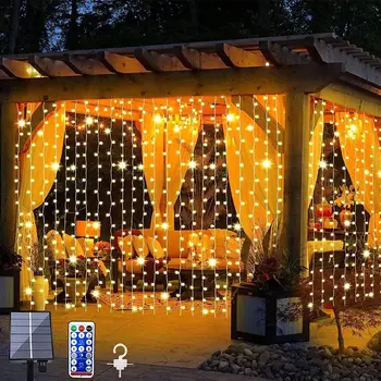 3M Saules LED String Gaismas Āra Ziemassvētku Rotājumi Saules Aizkaru Gaismas Vainags Dārza Logu, Žoga, Terases Puse, Kāzu
