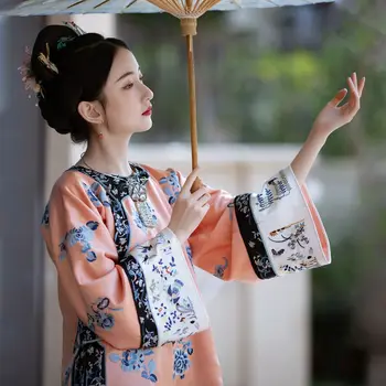 2023 Ķīniešu Tradicionālais Nacionālais Stils Cheongsam Krekls Top Brīvs Ziedu Drukas Tang Uzvalks Sieviešu Apģērbu Hanfu Krekli