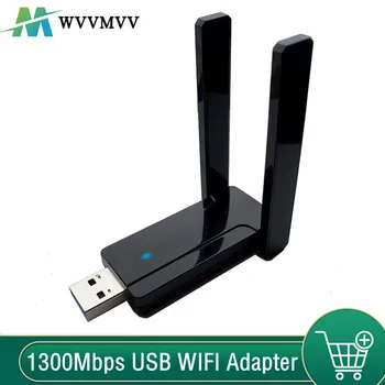 WvvMvv 1300Mbps Bezvadu WI-FI USB 3.0 Dual Band 2.4 G 5G Ārējo WiFi Adapteri Tīkla Cark Uz DATORA Darbvirsmas Klēpjdatoru Windows, MAC