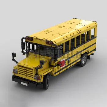 Km-63570 Amerikāņu Skolas Autobusu Pilnu ar RC Furchtis Celtniecības Bloku Autobusu Puzzle Rotaļlieta Modelis Bērniem Dāvanu