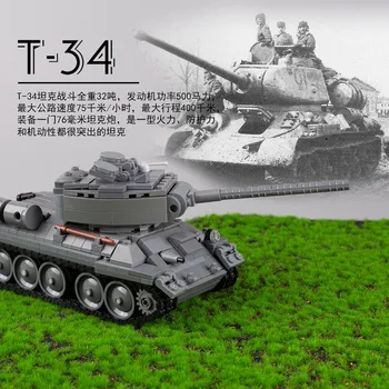 WW2 Transportlīdzekļa Padomju Savienības Karavīriem T-34 Smagais Tanks, Celtniecības Bloki Militārā Bruņu Automašīnas Armijas Bruņojums Ieroci Ķieģeļi Montāža Rotaļlietas