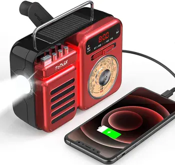 Retro Portatīvie Radio Bluetooth Stereo AM/FM/WB Rokas Kloķa Saules Āra Radio SW/NOAA Laikapstākļu Radio Uztvērējs, Bluetooth Compatibl