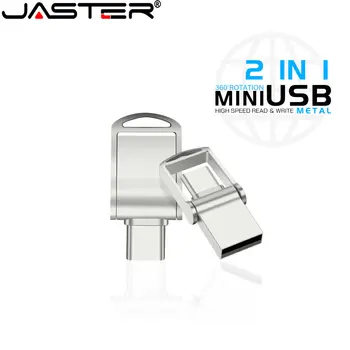 JASTER Ūdensizturīgs USB Flash Drive128GB C Tipa Ultra Dual Mini Pen Drive 64GB, 32GB 16GB 8GB Black Metal Biznesa Dāvanu USB Stick