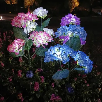 Led Hydrangea Rozes Zieds Saules Gaismas, Āra Dārza Zāliena Lampas Terases Pagalmā Zāliens Dārza Apdare, Āra Saules Apgaismojums