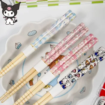 Sanrio Hello Kitty Cinnamorroll Manu Melodiju Kawaii Karikatūra Bambusa Irbulīši Studentu Pāris Iespiesti Irbulīši Galda Piederumi Mājsaimniecības
