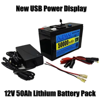 Jauns USB Jaudas Displeju 12v 50ah 18650 Litija Akumulators Ir Piemērots Saules Enerģijas un Elektriskā Transportlīdzekļa Akumulatoru,+12,6 v Maksas