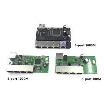 5/6-port Gigabit switch modulis tiek plaši izmantota LED līnijas 5 port 10/100/1000 10/100 m kontaktu ports mini switch module PCBA