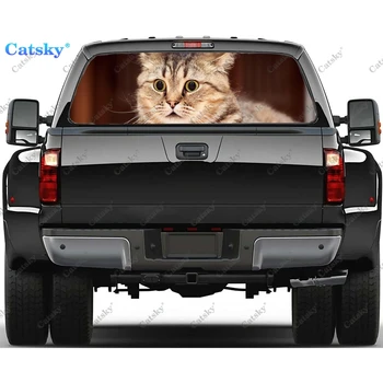 kaķis dzīvnieku gudrs Logu Decal Uzlīmes Grafiskais PVC Dekoratīvu Kravas automašīnu Uzlīmes, Perforētas Līmplēves, Universālās Uzlīmes