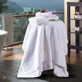 Piecu zvaigžņu viesnīca tīras kokvilnas vannas dvielis balts sabiezējumu vannas dvielis 16S spirāli satīna failu dāvanu dvieli