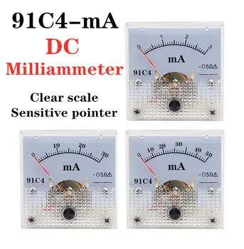 91C4 - mA DC Rādītāju tips milliammeter 1mA 5mA 10mA 50mA 100mA 200mA 300mA 500 ma, Analog Mehānika Plāksnes galda Ammeter