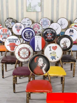 Vintage Dzelzs Atzveltni Ēdamistabas Krēsls Eiropas Nagu Kosmētiku, Krēsls, Taburete Kafijas Restorāns Piena Tējas Salons-Krēslu Ēdamgalda Krēsls