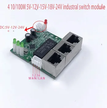 Mini PCBA 4Ports Networkmini ethernet komutatoru moduļu 10/100Mbps 5V, 12V 15V 18V 24V
