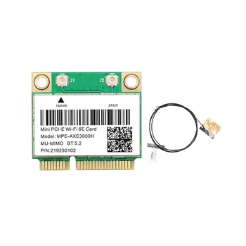 -AXE3000H WiFi Karte+Antena WiFi 6E 2400Mbps Mini PCI-E, BT 5.2 802.11 AX 2.4 G/5.G/6Ghz Wlan Tīkla Karte