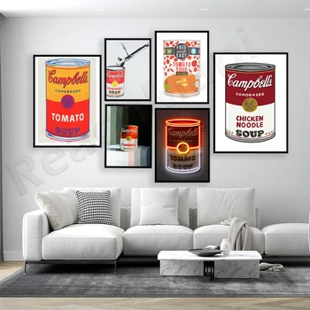 Andy Warhol Glezna Print Art, Kempbela Zupas Kārbas, Konservēti Tomātu Zupa, Pop Mūsdienu Zupa Izdrukas Virtuve Dzīvojamā Istaba Dekori Plakāts