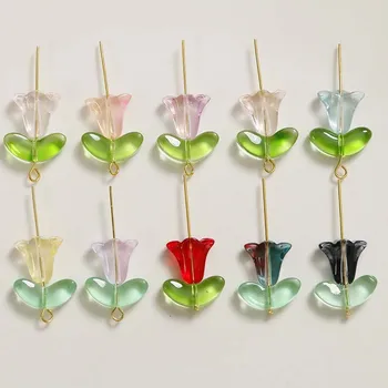 20/50 Gab Bell Orhideju Ziedu Lampwork Pērles Multicolor Stikla Flora Krelles Zaudēt Krelles Par DIY Aproces, Auskari Rotaslietu izgatavošana