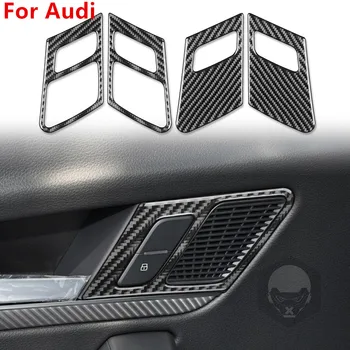 Audi Q5L 2018-2023 Interjera Durvju Slēdzis Pogu Paneļa Uzlīmes Oglekļa Šķiedras Apdares Uzlīme Audi Interjera Pārveidošana