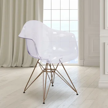 Flash Mēbeles Alonza Sērijas Caurspīdīga Pusē Krēsls ar Zelta Bāzes dīvānu komplekts dzīvojamās istabas mēbeles