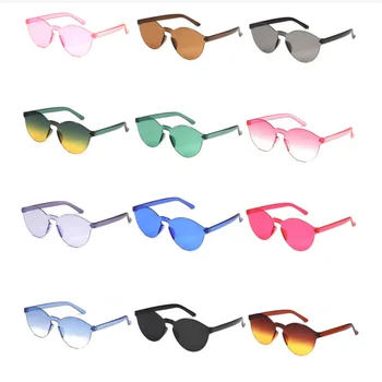 Jaunās Saulesbrilles Sieviešu Modes Viens Gabals Kaķa Auss Bezrāmju Jelly Pārredzamu Brilles Retro Okeāna Gabals Candy Krāsu Brilles Brilles