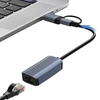 USB savienojumu Ar Ethernet Adapteris USB3.0 C Tipa Lai RJ45 Tīkla LAN Adapteri, Dubultā-galvas Kabeļu Tīkla Ethernet Adapteri
