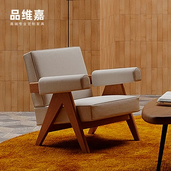 Pasūtījuma dizainera krēsls, ādas dīvāna, krēsla dzīvojamā istaba gaismas luxury vintage masīvkoka dīvāns wabi sabi vienotā stilā atpūtas krēsls