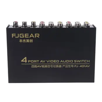 4 Port AV Audio Video RCA 4 Ieejas 1 Izeja Komutatoru Pārslēdziet Selektora Sadalītāja Kārba K1AA