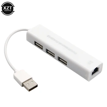 USB Ethernet lai RJ45 Tīkla Karte 10/100 Mbps Lan Adapteris ar 3 Porti USB 2.0 HUB priekš Mac iOS Xiaomi Mi Kastē Portatīvo DATORU